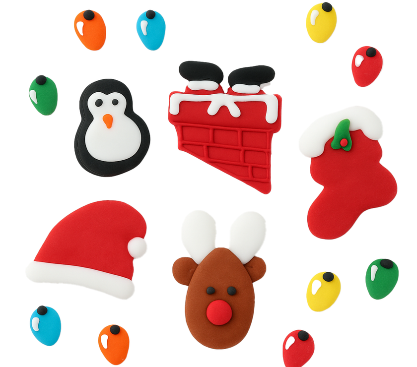 Christmas Cupcake Toppers, Edible Royal Icing Decorations, by Global Sugar Art (Penguin Chimney)