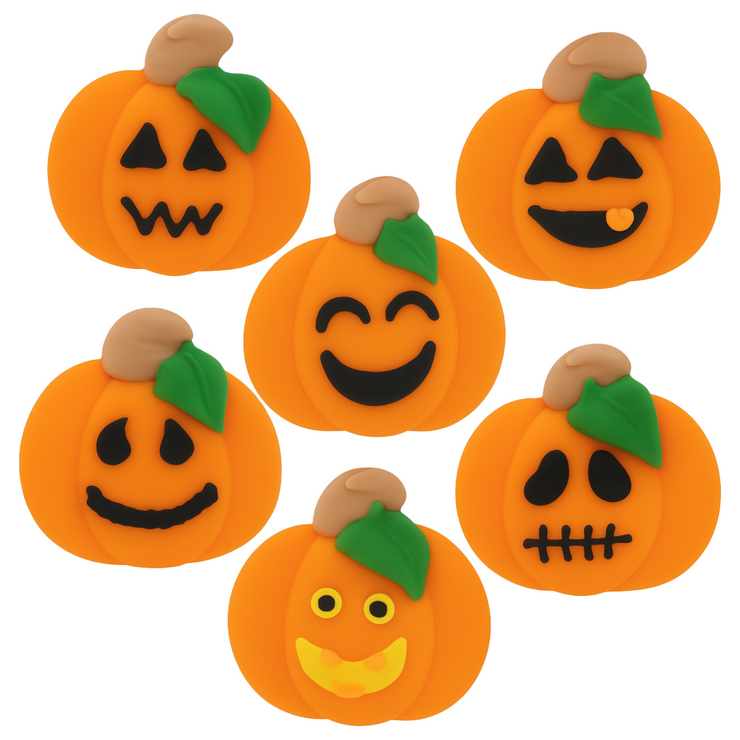 Halloween Cupcake Toppers, Edible Royal Icing Decorations by Global Sugar Art (Spooky Pumpkins)