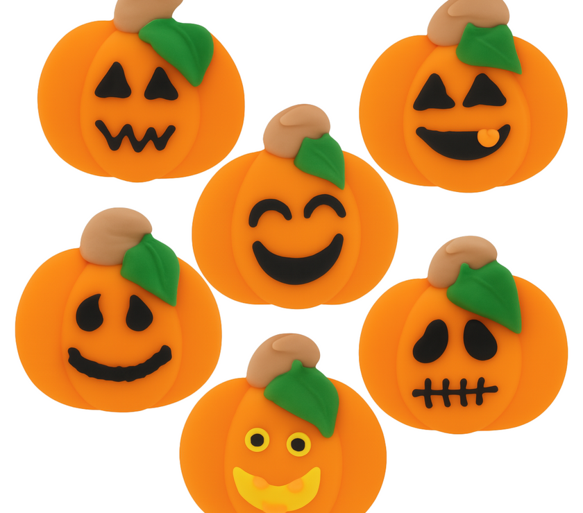 Halloween Cupcake Toppers, Edible Royal Icing Decorations by Global Sugar Art (Spooky Pumpkins)