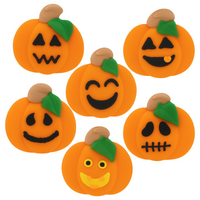 Halloween Cupcake Toppers, Edible Royal Icing Decorations by Global Sugar Art (Spooky Pumpkins)
