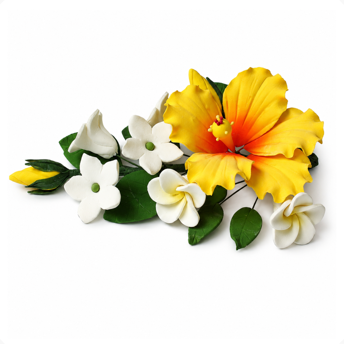 Yellow Tropical Hibiscus Plumeria Spray