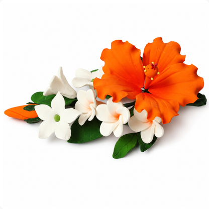 Orange Tropical Hibiscus Plumeria Spray