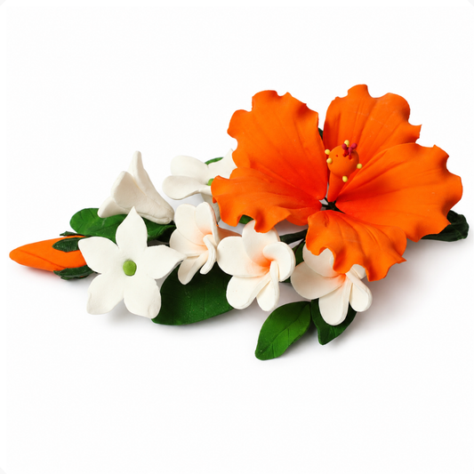 Orange Tropical Hibiscus Plumeria Spray