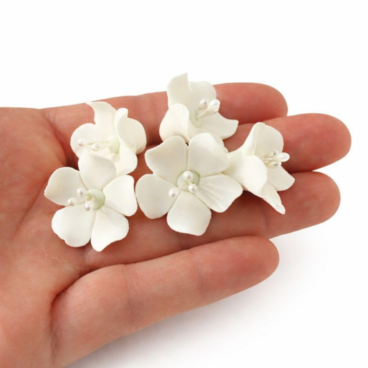 Mini White Blossoms with Pearl Stamens