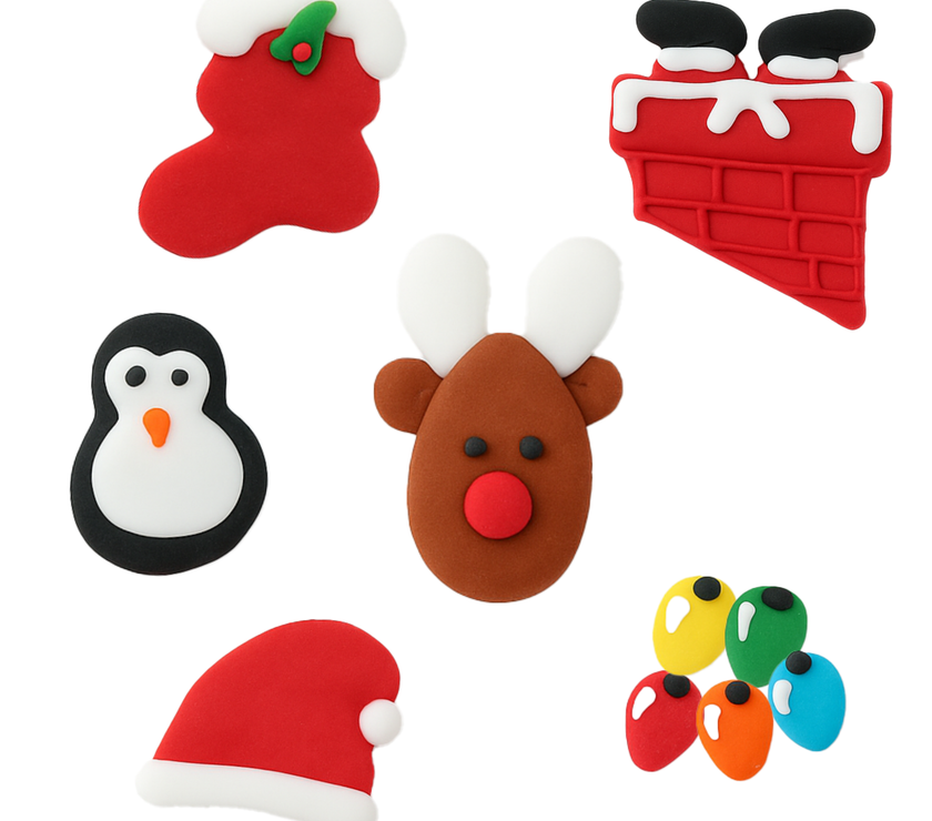 Christmas Cupcake Toppers, Edible Royal Icing Decorations, by Global Sugar Art (Penguin Chimney)