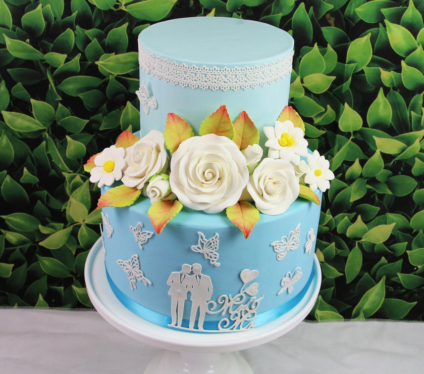 Rose and Blossom Set, Sugar Flowers for Cakes, by Global Sugar Art, White Roses and Blossoms