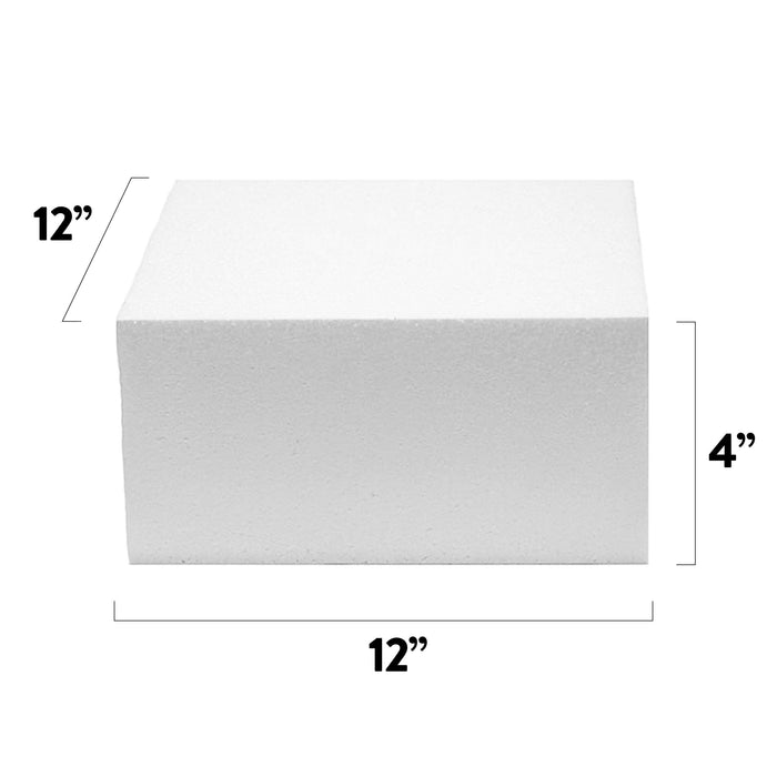 12x12 Inch Square Cake Dummy – Styrofoam Fake Cake for Decorating, Display & Practice, by Global Sugar Art