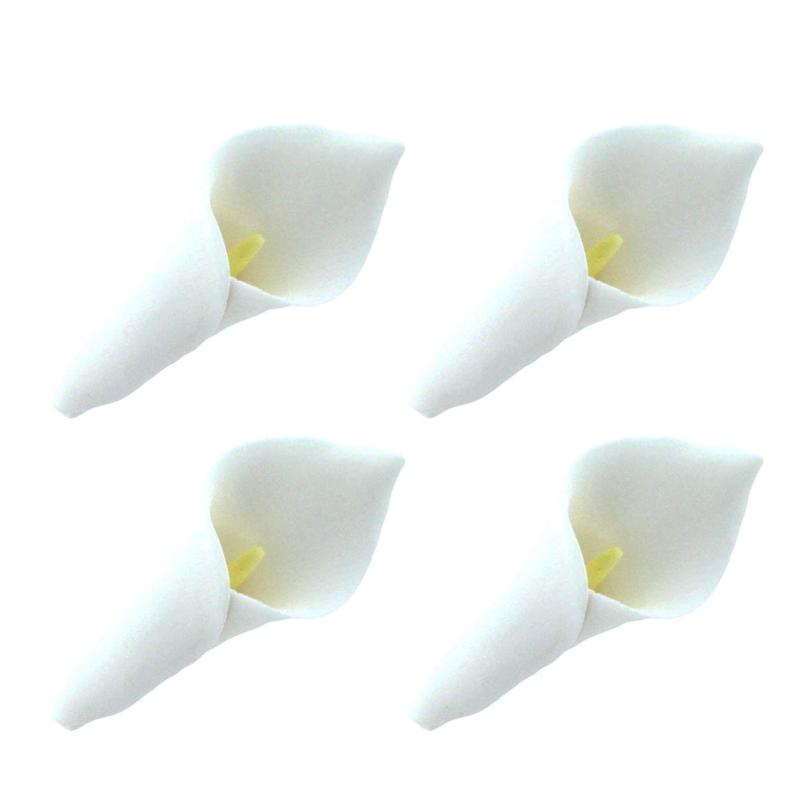 Calla Lily Sugar Cake Flowers by Global Sugar Art, White with Yellow, Unwired, Medium, 18 Count