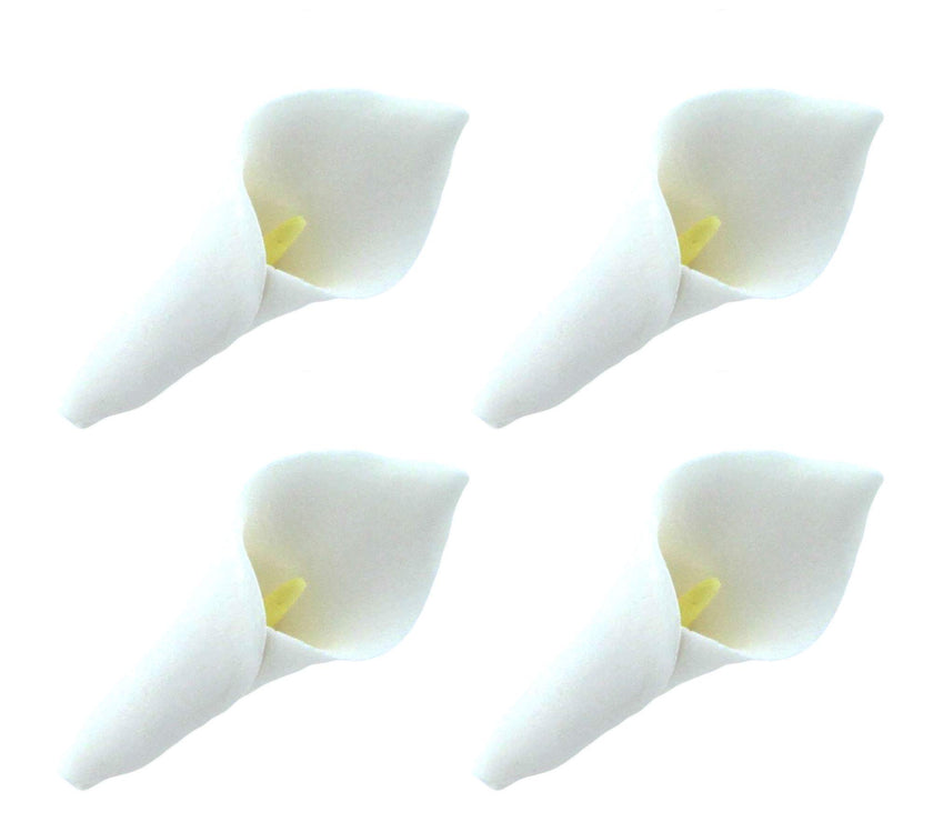 Calla Lily Sugar Cake Flowers by Global Sugar Art, White with Yellow, Unwired, Medium, 18 Count