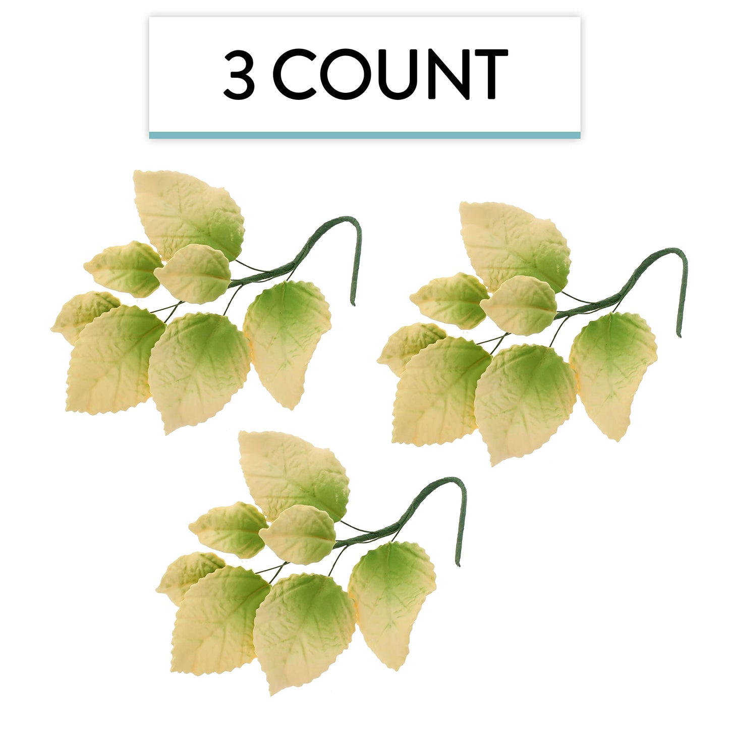 Pale Yellow and Green Rose Leaf Spray, 3 Count