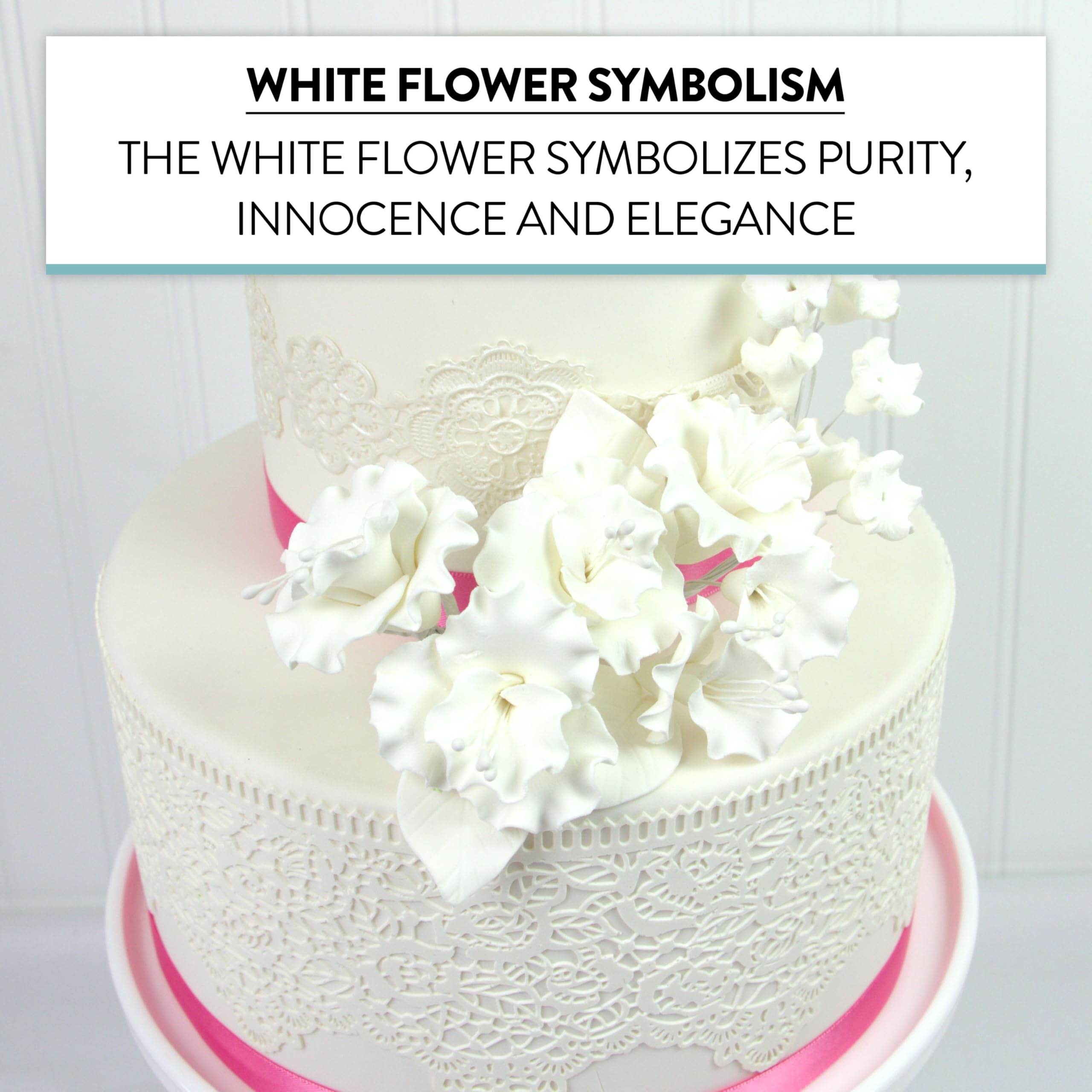 Flower Blossom Spray, Gum Paste Sugar Flowers for Cake Decorating, White Cherry Blossoms with Leaves