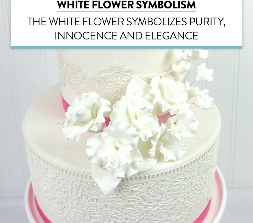 Flower Blossom Spray, Gum Paste Sugar Flowers for Cake Decorating, White Cherry Blossoms with Leaves