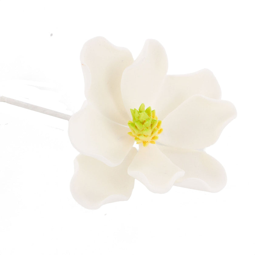 Magnolia Blossom Sugar Cake Flowers by Global Sugar Art, White, Large, 3 Count