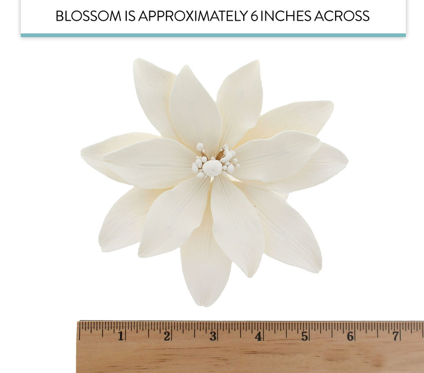 Tranquil Water Flowers, Decorative Sugar Cake Flowers by Global Sugar Art, 3 Count, White