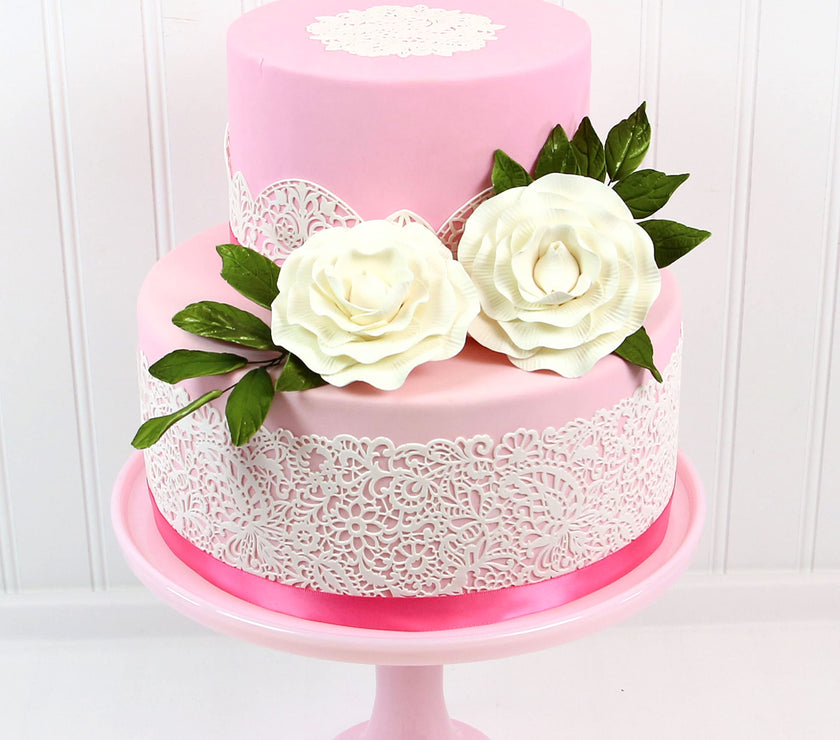 Peony Rose Sugar Cake Flowers, by Global Sugar Art, White, 4 Count