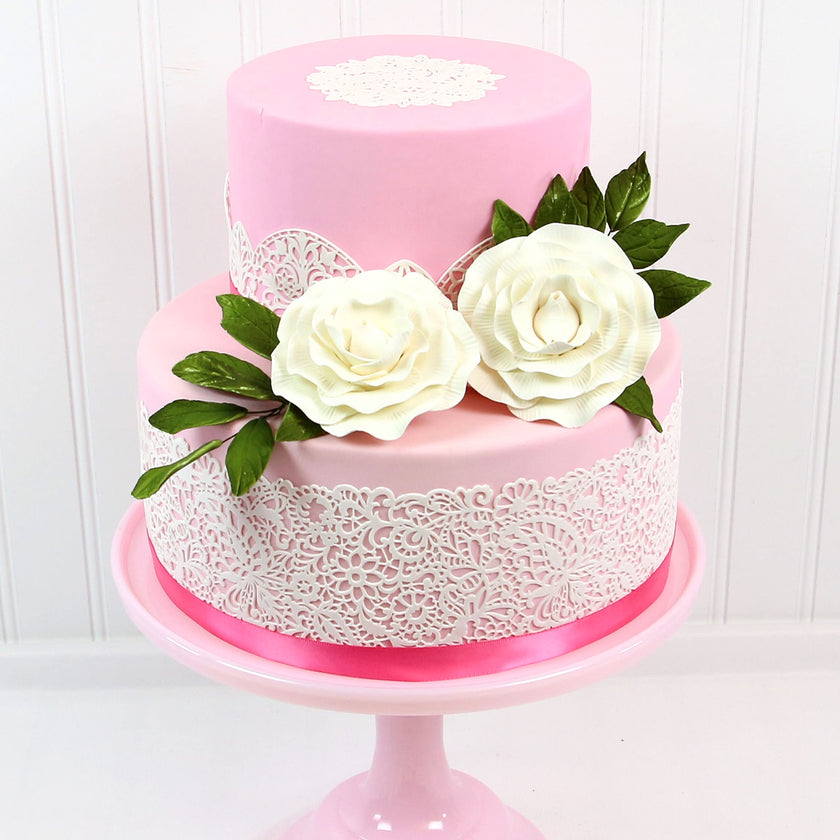 Peony Rose Sugar Cake Flowers, by Global Sugar Art, White, 4 Count