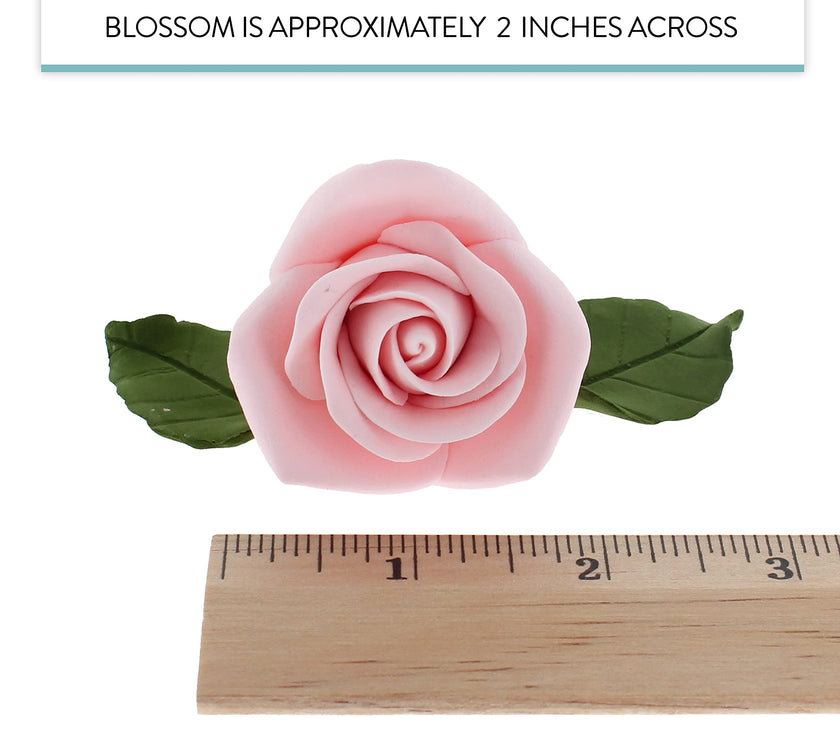 Peace Rose Sugar Flowers with Leaves, Cake Decorating Kit, by Global Sugar Art, Medium, Pink