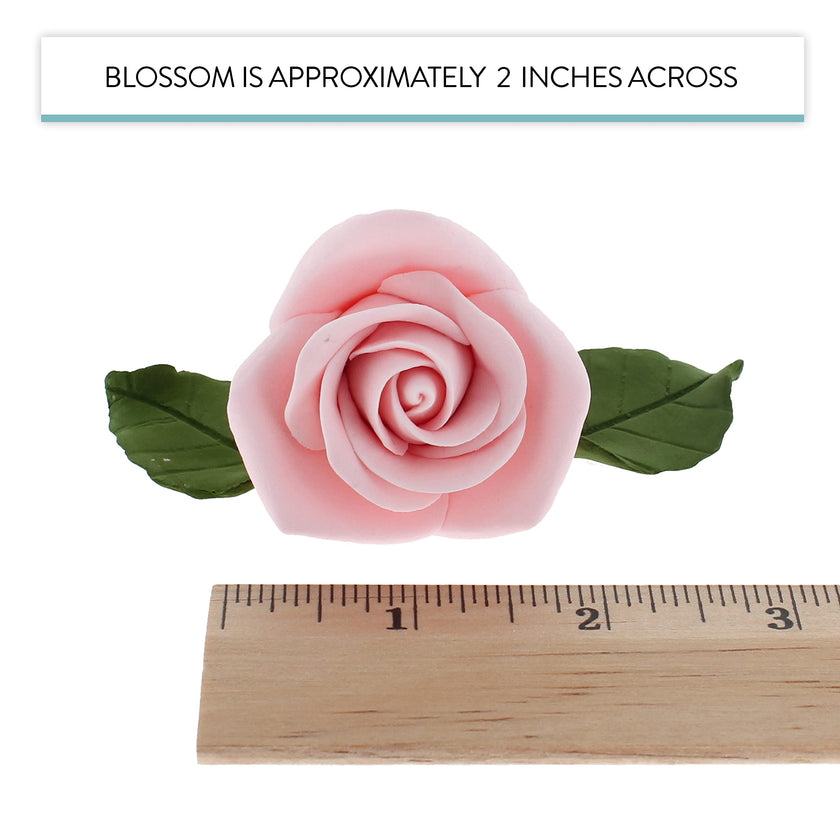 Peace Rose Sugar Flowers with Leaves, Cake Decorating Kit, by Global Sugar Art, Medium, Pink