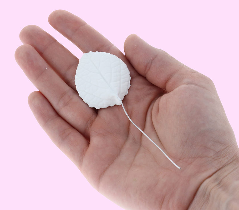 Hydrangea Leaves, Gum Paste Cake Decorations by Global Sugar Art, White, Multiple Sizes
