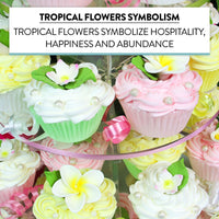 Tropical Flower Kit with Leaves, Gum Paste Frangipani Plumeria Cake Flowers, 36 Count Set, by Global Sugar Art