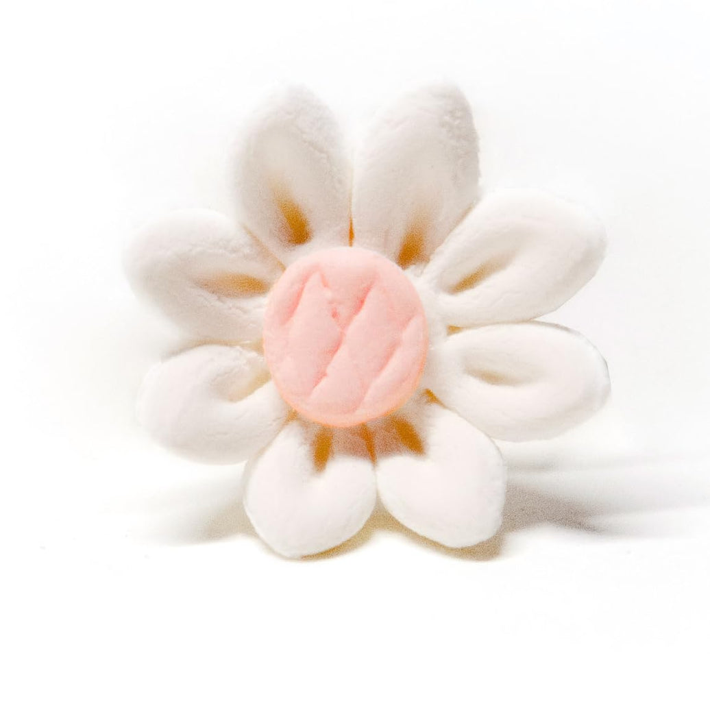 Edible Daisy Cake Decorations, White and Pink Sugar Flowers, Unwired 3/4 Inch, Daisy Cupcake Toppers, Edible Flowers Cake Decorations by Chef Alan Tetreault, Global Sugar Art