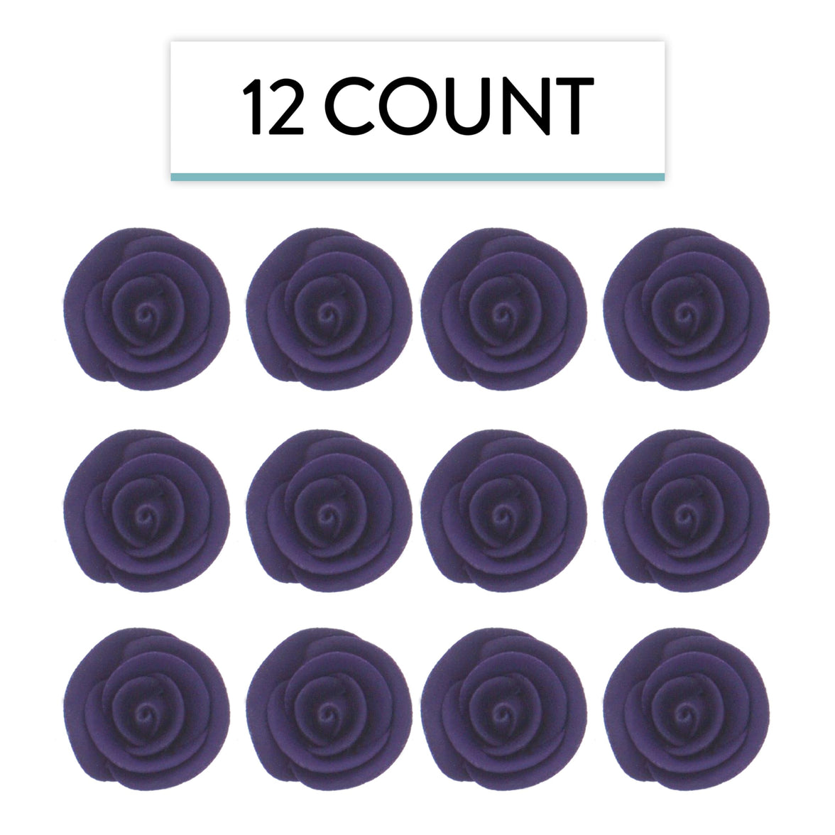 Premium Edible Roses for Cakes and Cupcakes, Sweet Royal Icing Roses, by Global Sugar Art, Deep Violet