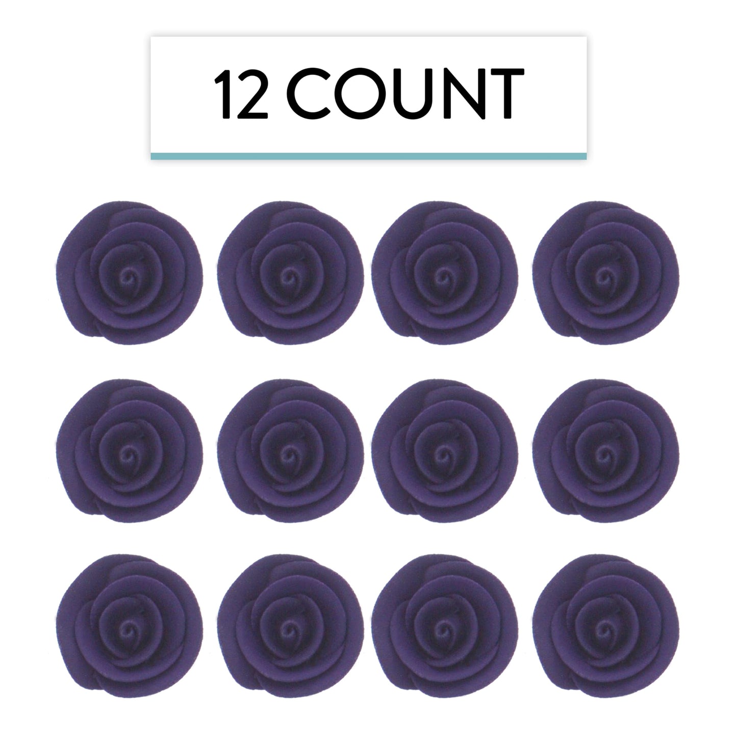Deep Violet Edible Roses, 1.5-inch, 12 Count