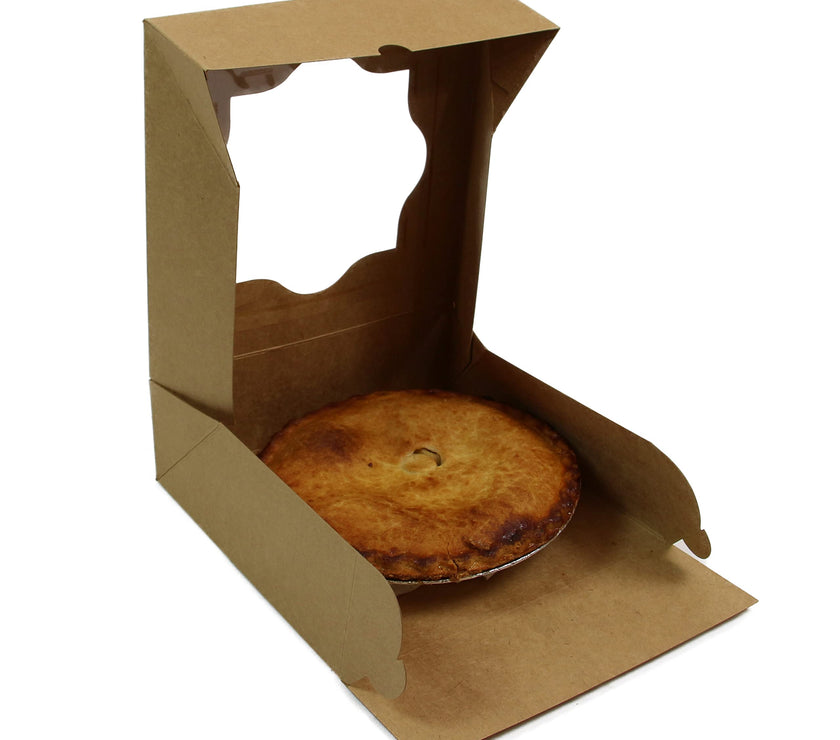 Kraft Pastry Boxes with Windows, Natural Brown, Auto Popup, Sturdy