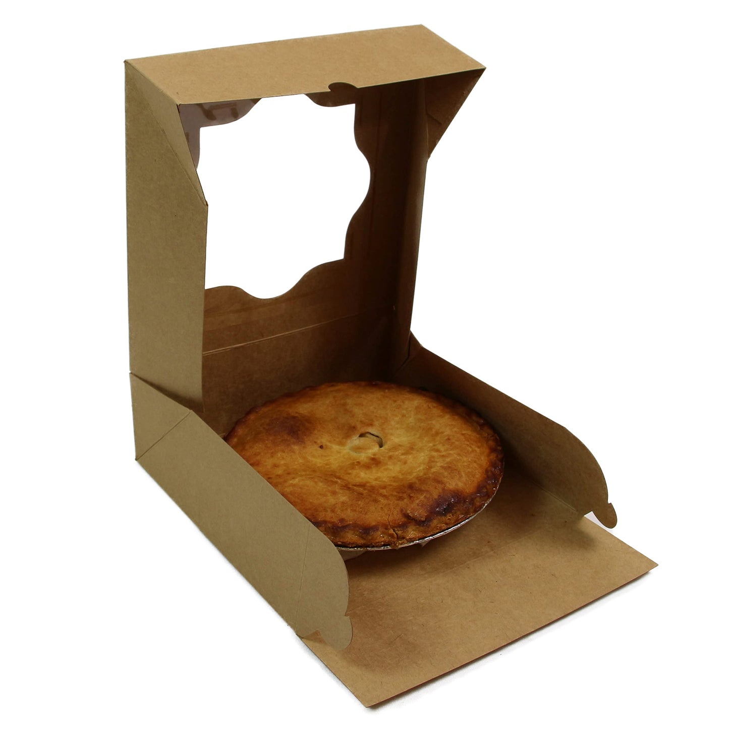 10 x 10 x 3 Inch Kraft Pastry Boxes with Windows, Natural Brown