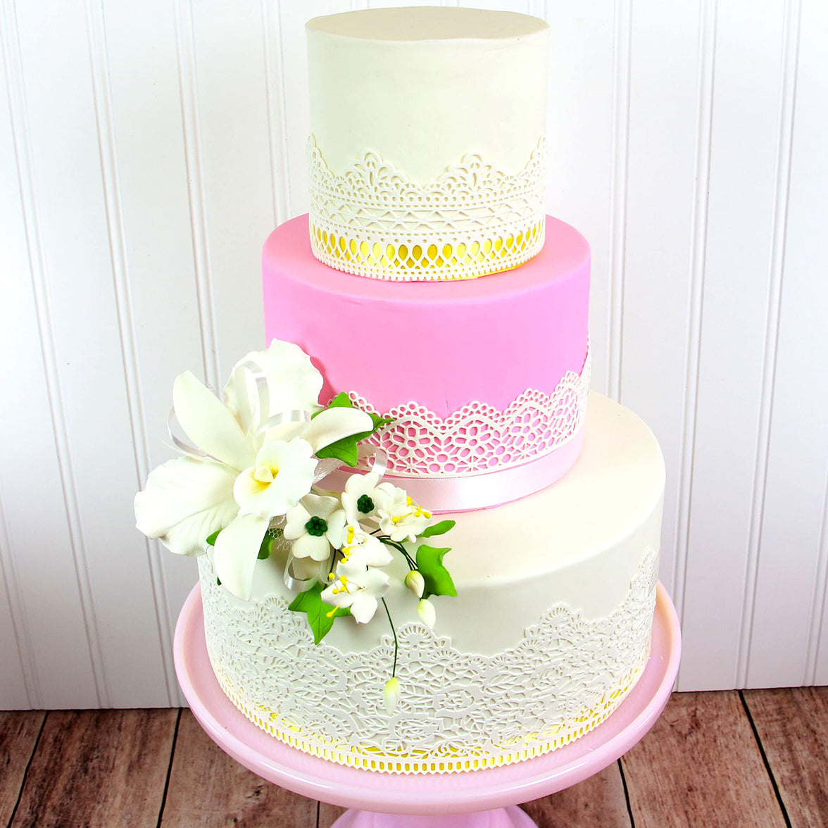 Orchid Sugar Cake Flower Sprays, White Cattleya Orchid Spray, by Global Sugar Art