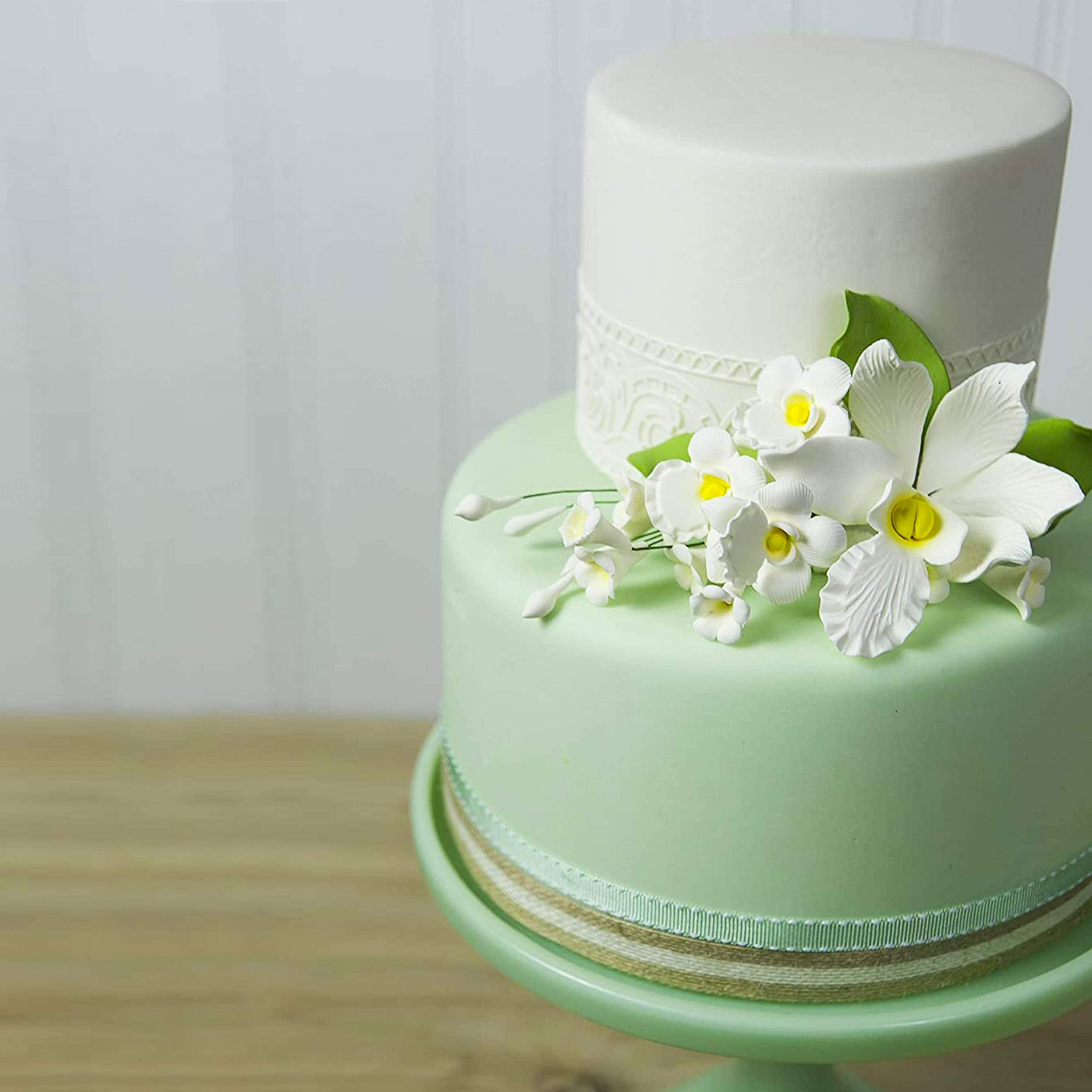 Orchid Sugar Cake Flower Sprays, White Cymbidium Orchid Spray, by Global Sugar Art