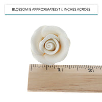 Deluxe White Roses for Cake Decorating, Premium Unwired Sugar Flowers by Global Sugar Art, White, Small
