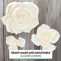 Global Sugar Art Succulent Taurus Sugar Cake Flowers Assortment White with Wire, 3 Count by Chef Alan Tetreault