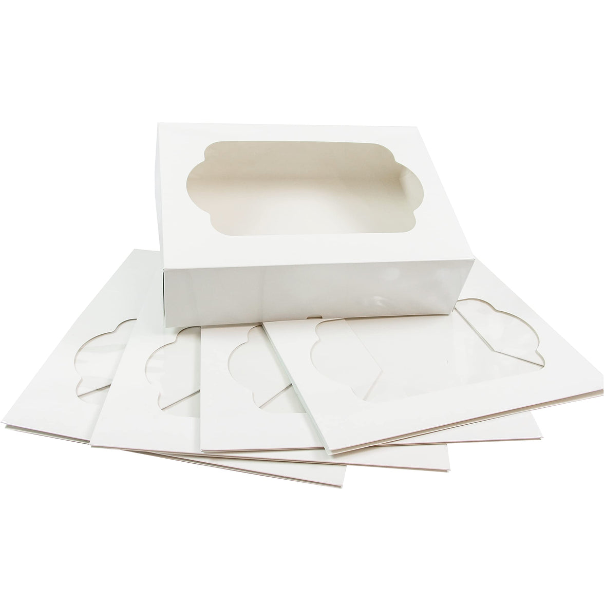 Extra Deep Quarter Sheet Cupcake Box with Insert and Window, Auto-Popup, 14 x 10 x 5 Inches