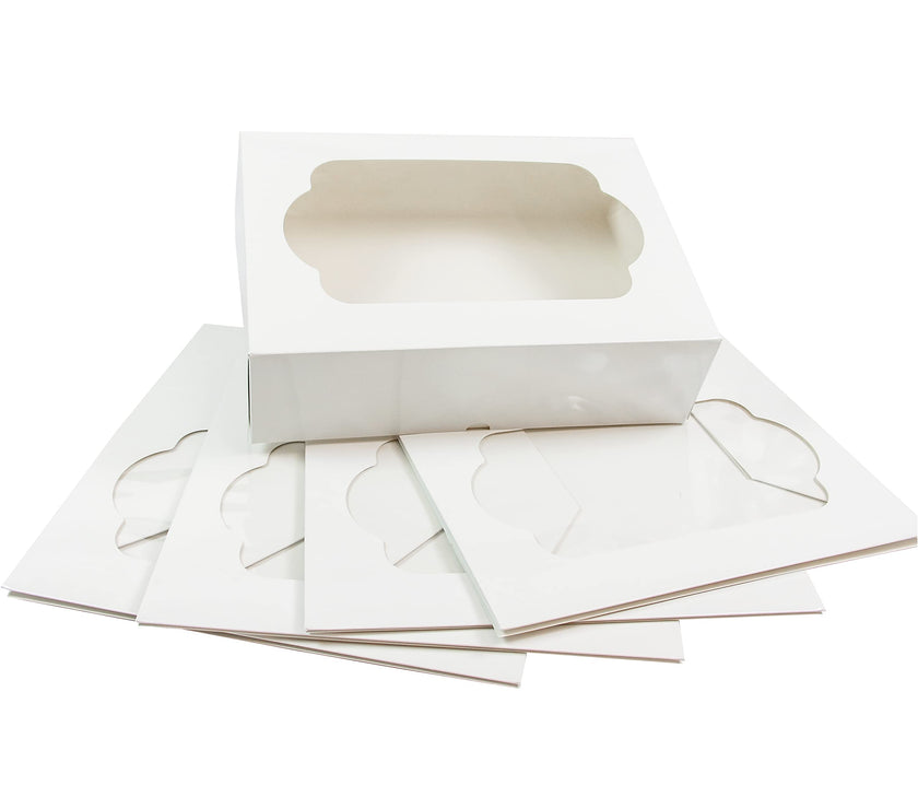 Extra Deep Quarter Sheet Cupcake Box with Insert and Window, Auto-Popup, 14 x 10 x 5 Inches