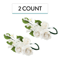 Petite Rose Spray, Sugar Flower Spray for Cakes, by Global Sugar Art, White 2 Count