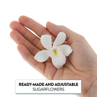 Orchid Sugar Cake Flowers, Pearly Orchids, by Global Sugar Art, Small, White, 6 Count