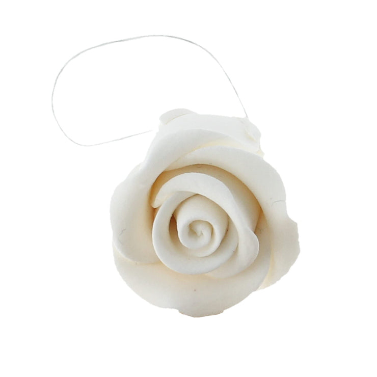 Classic Tea Rose Sugar Cake Flowers, by Global Sugar Art, Wired, White, Small