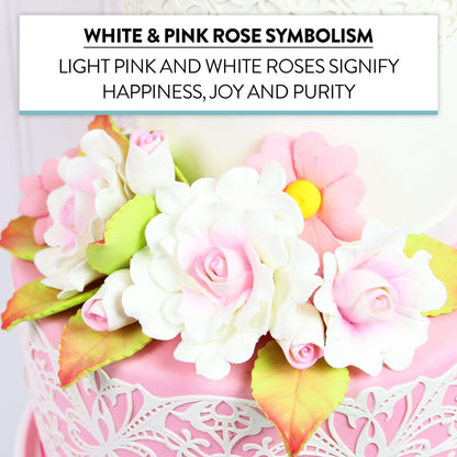 Ruffled Rose & Blossom Kit, White and Pink, 15-Piece Set