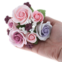 Rose Bouquet Cake Decoration, Elegant Garden Rose Cake Topper, by Global Sugar Art, Pink and Lavender