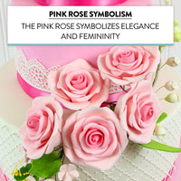 Shrub Rose Sugar Flowers for Cakes, by Global Sugar Art, Large, Pink