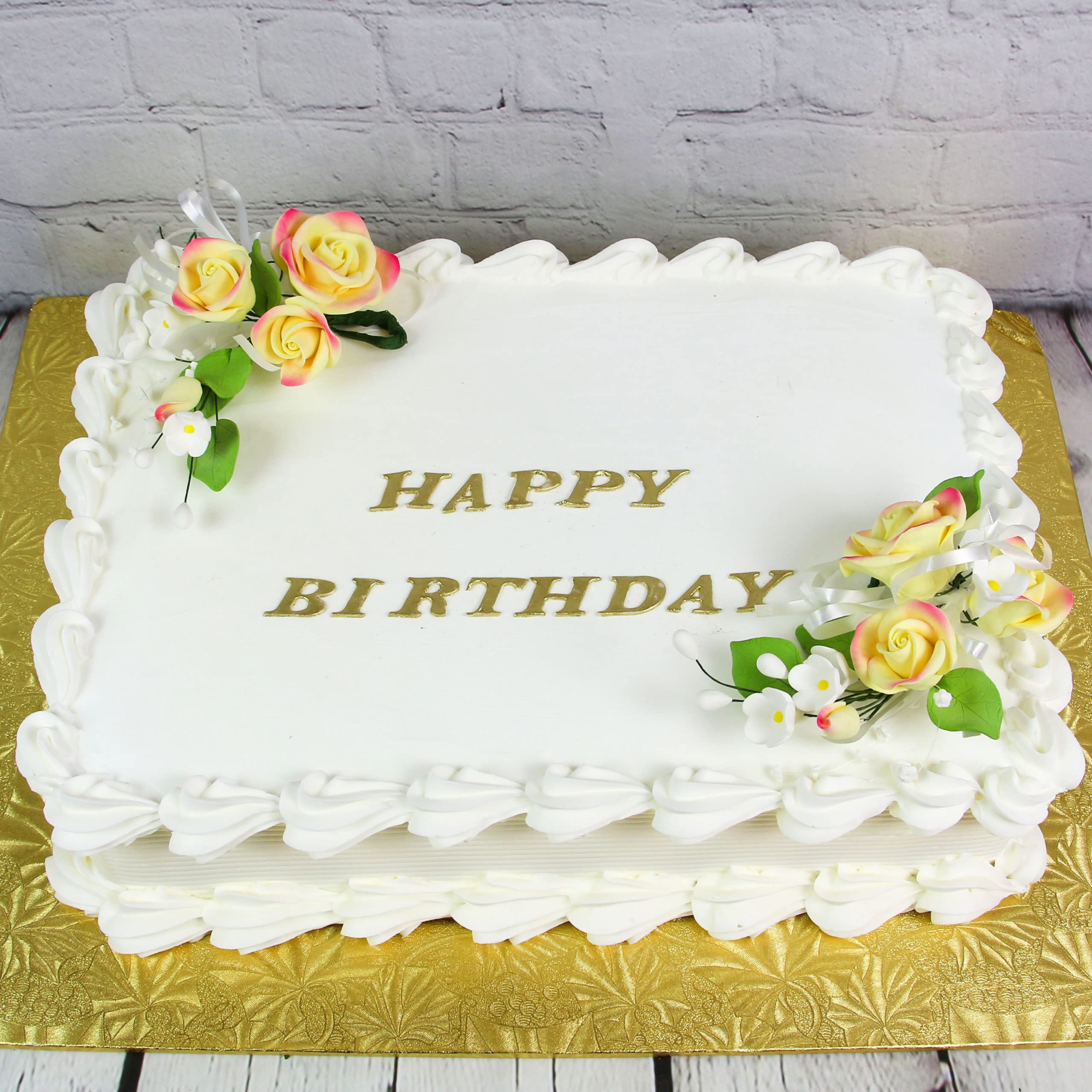 Petite Rose Spray, Sugar Flower Spray for Cakes, by Global Sugar Art, Yellow 3 Count