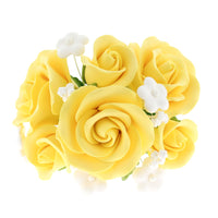 Rose Bouquet Cake Decoration, Elegant Garden Rose Cake Topper, by Global Sugar Art, Yellow