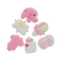 Baby Shower Edible Kosher Royal Icing Decorations for Cakes and Cupcakes, by Global Sugar Art, Baby Girl