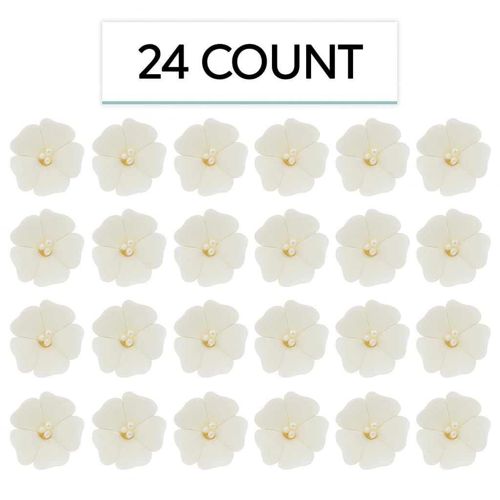 Global Sugar Art Blossom Sugar Wedding Cake Flowers with Pearl Stamens, White, by Chef Alan Tetreault