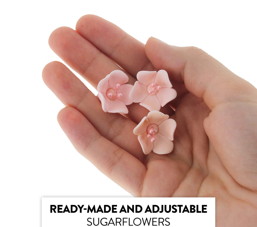 Global Sugar Art Blossom Sugar Cake Flowers with Pearl Stamens, Pink, by Chef Alan Tetreault