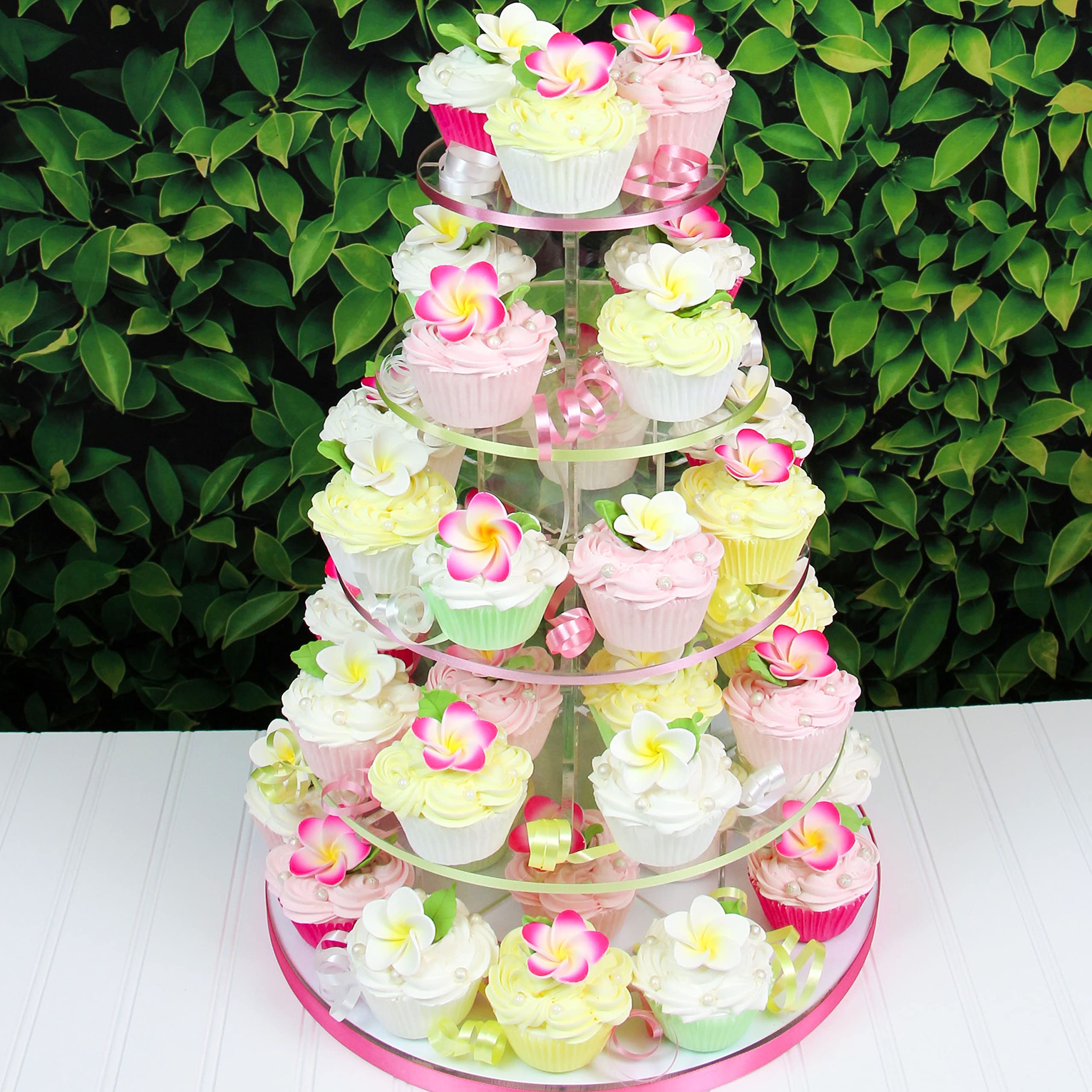 Frangipani with Leaves Gum Paste Cake Flowers 24 Count Sugar Flowers by Global Sugar Art