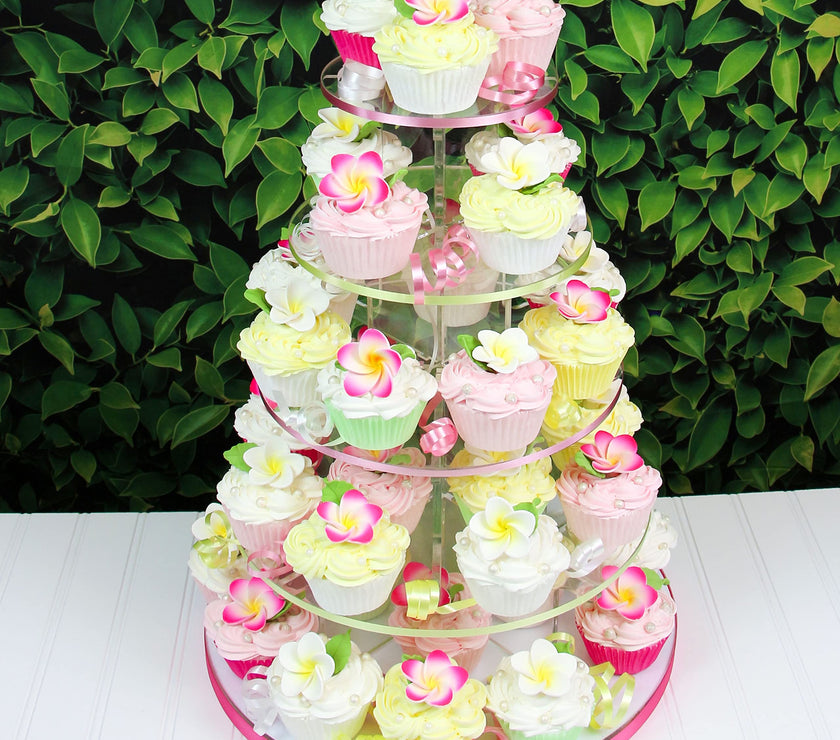 Frangipani with Leaves Gum Paste Cake Flowers 24 Count Sugar Flowers by Global Sugar Art