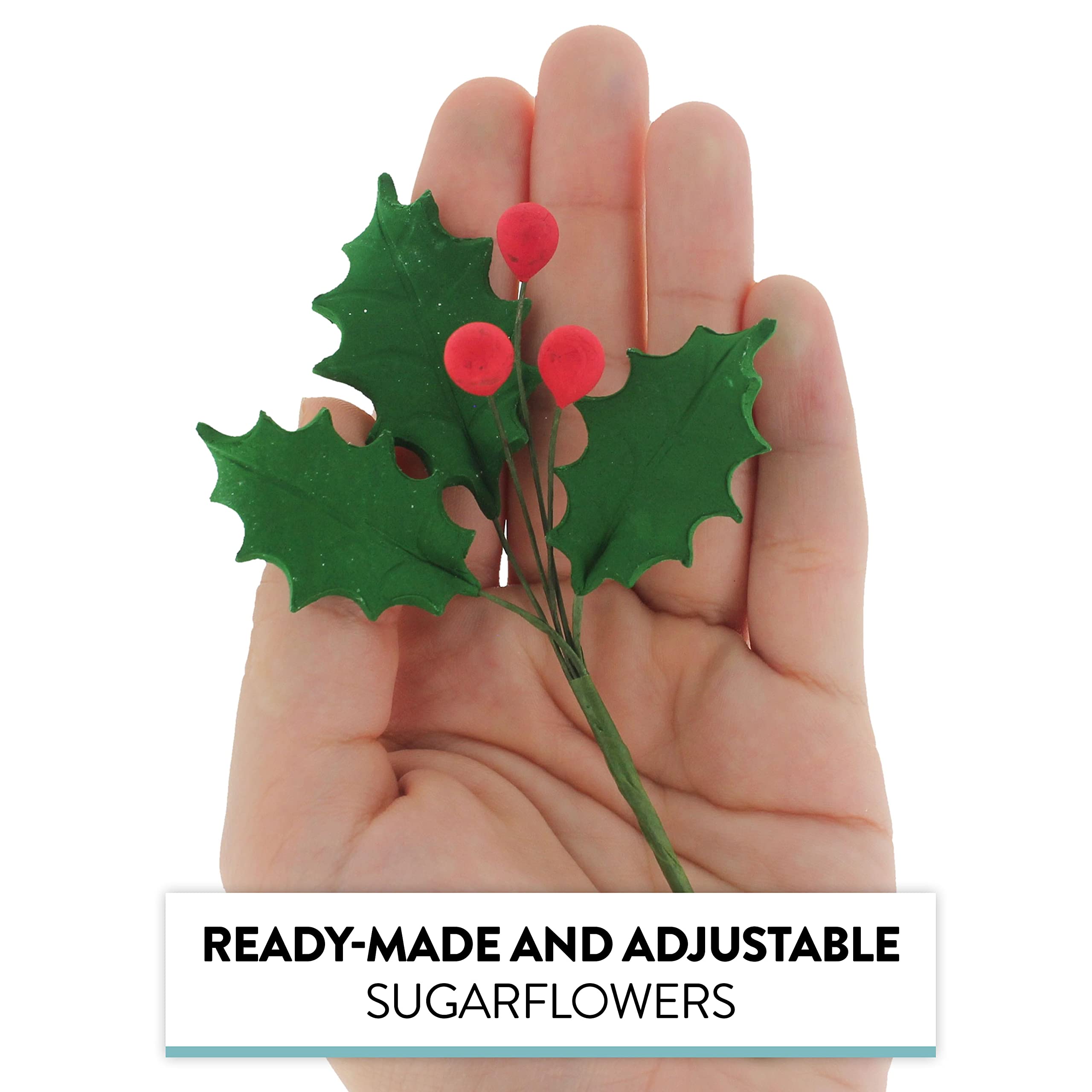 Christmas Holly Leaf Sprays for Cakes and Decorating, by Global Sugar Art
