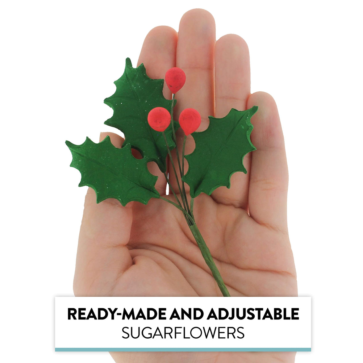 Christmas Holly Leaf Sprays for Cakes and Decorating, by Global Sugar Art